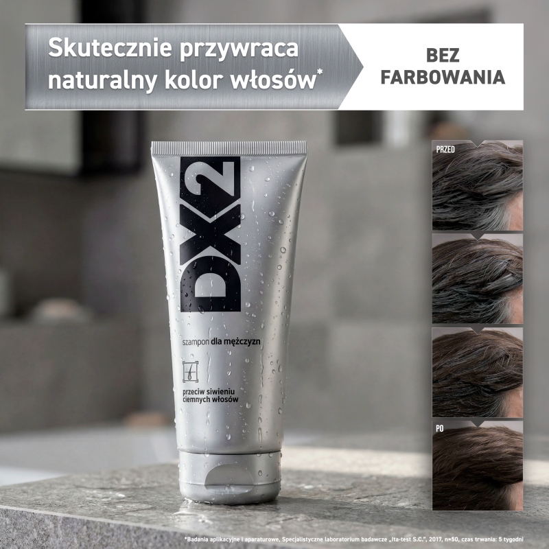 DX2 Szampon przeciw siwieniu włosów, szampon dla mężczyzn o ciemnych włosach, 150 ml