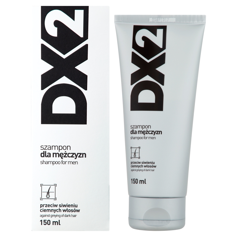 DX2 Szampon przeciw siwieniu włosów, szampon dla mężczyzn o ciemnych włosach, 150 ml