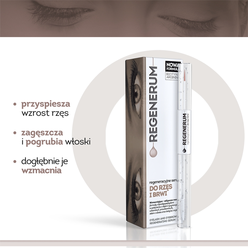 Regenerum regeneracyjne serum do rzęs i brwi,  w formie eyelinera i szczoteczki, 4 ml +7 ml