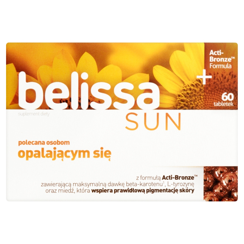 Belissa Sun, tabletki polecane dla osób opalających się z wyciągiem z zielonej herbaty, 60 szt.