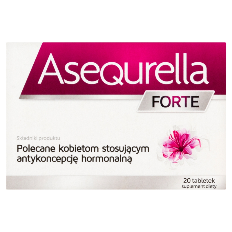 Asequrella Forte, tabletki polecane dla kobiet stosujących antykoncepcje hormonalną, 20 szt.
