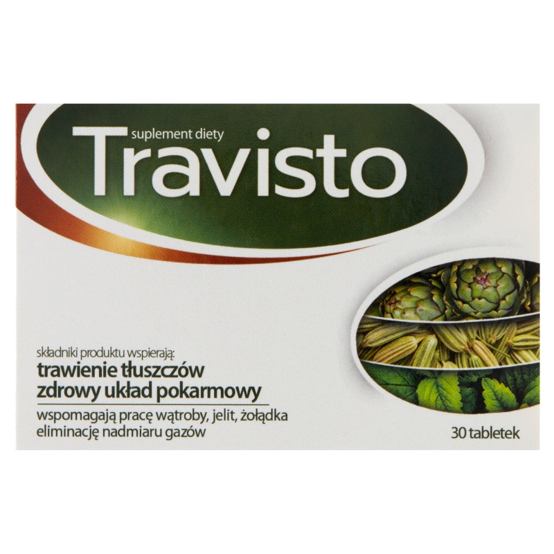 Travisto, tabletki ze składnikami wspomagającymi trawienie oraz pracę wątroby i dróg żółciowych, 30 szt.