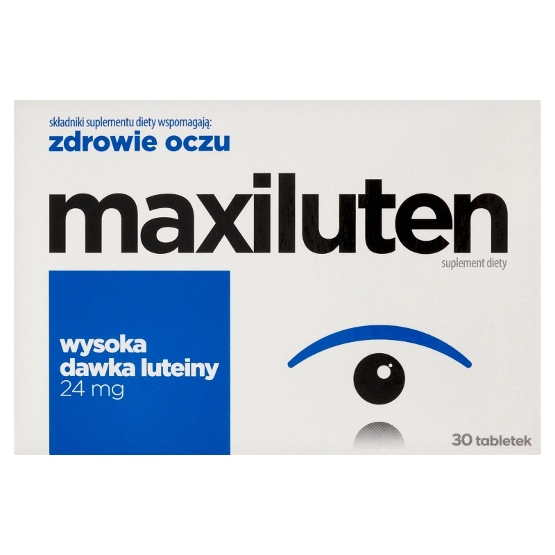 Maxiluten tabletki z wysoką dawką luteiny wspierającą zdrowie oczu oraz utrzymanie prawidłowej ostrości widzenia, 30 szt.