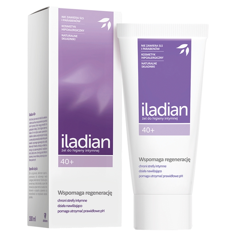 Iladian 40+,  żel do higieny intymnej o działaniu antybakteryjnym i nawilżającym, tuba 180 ml