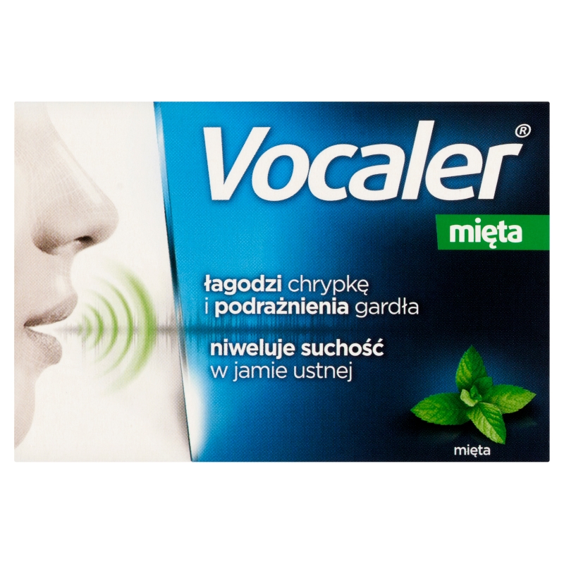 Vocaler mięta, pastylki do ssania na chrypę i uczucie suchości w gardle, 12 szt.