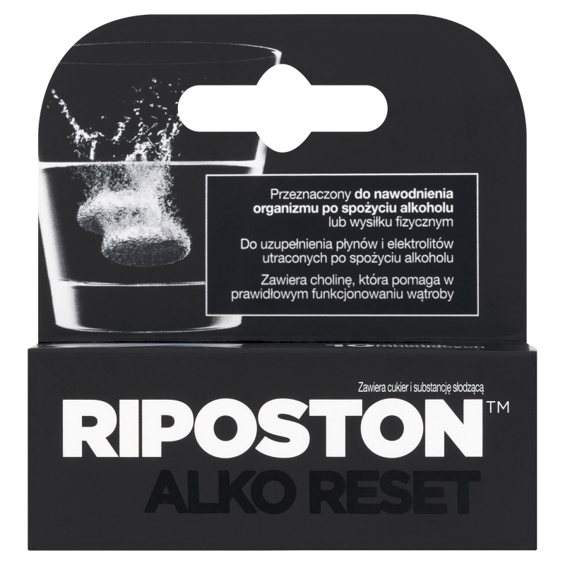 Riposton, tabletki musujące do uzupełnienia płynów i elektrolitów utraconych po spożyciu alkoholu, 10 szt.