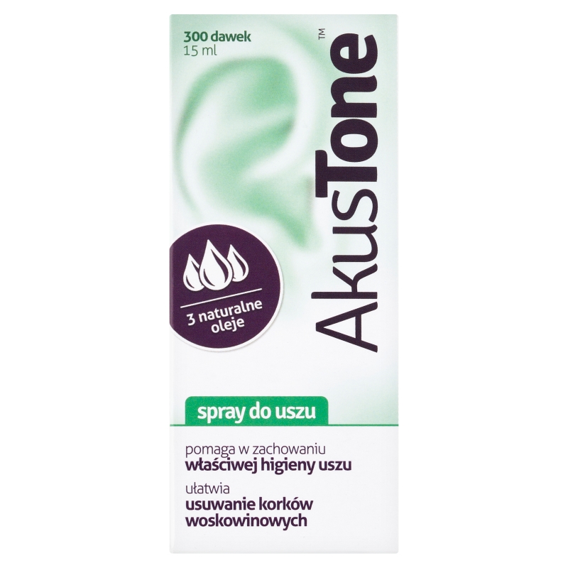 AkusTone, spray wspomagający higienę uszu, usuwanie korków woskowinowych, 15 ml
