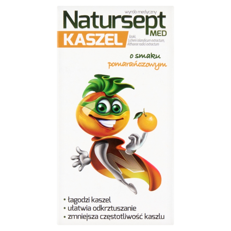 Natursept MED Kaszel, lizaki na kaszel u dzieci o smaku pomarańczym, 8 g x 6 szt.