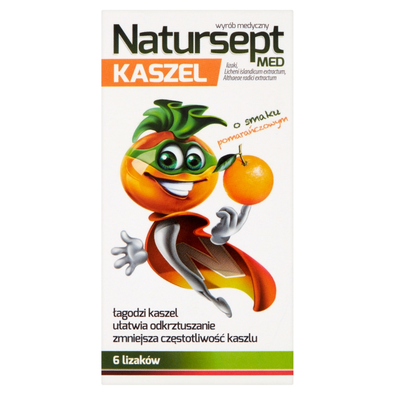 Natursept MED Kaszel, lizaki na kaszel u dzieci o smaku pomarańczym, 8 g x 6 szt.