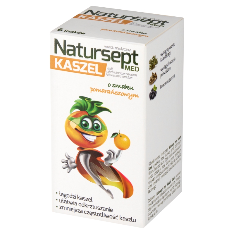 Natursept MED Kaszel, lizaki na kaszel u dzieci o smaku pomarańczym, 8 g x 6 szt.