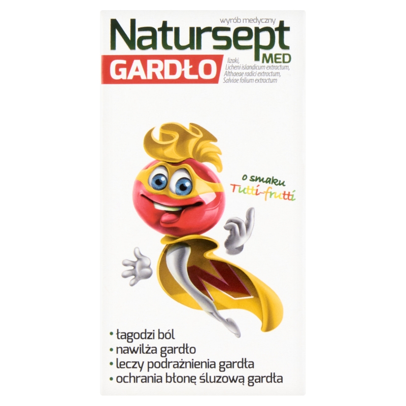 Natursept MED Gardło , lizaki na ból gardła u dzieci o smaku tutti-frutti, 6 szt.