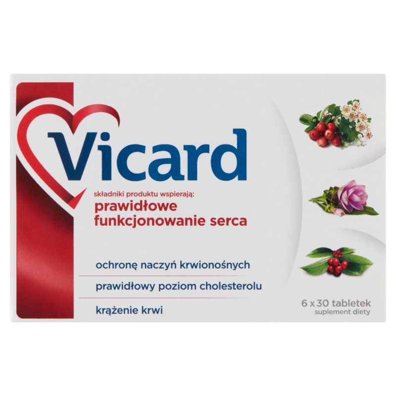 Vicard , tabletki ze składnikami wspierającymi prawidłową pracę serca, 180 szt.