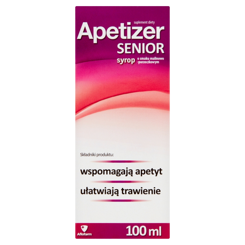 Apetizer Senior syrop ze składnikami wzmacniającymi apetyt oraz ułatwiający trawienie o smaku malinowo-porzeczkowym, 100 ml