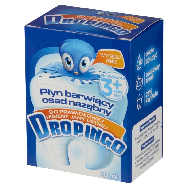 Dropingo, płyn barwiący osad nazębny o smaku owocowy, 10 ml