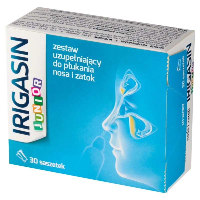 Irigasin Junior, zestaw uzupełniający do płukania nosa i zatok, 30 sasz.