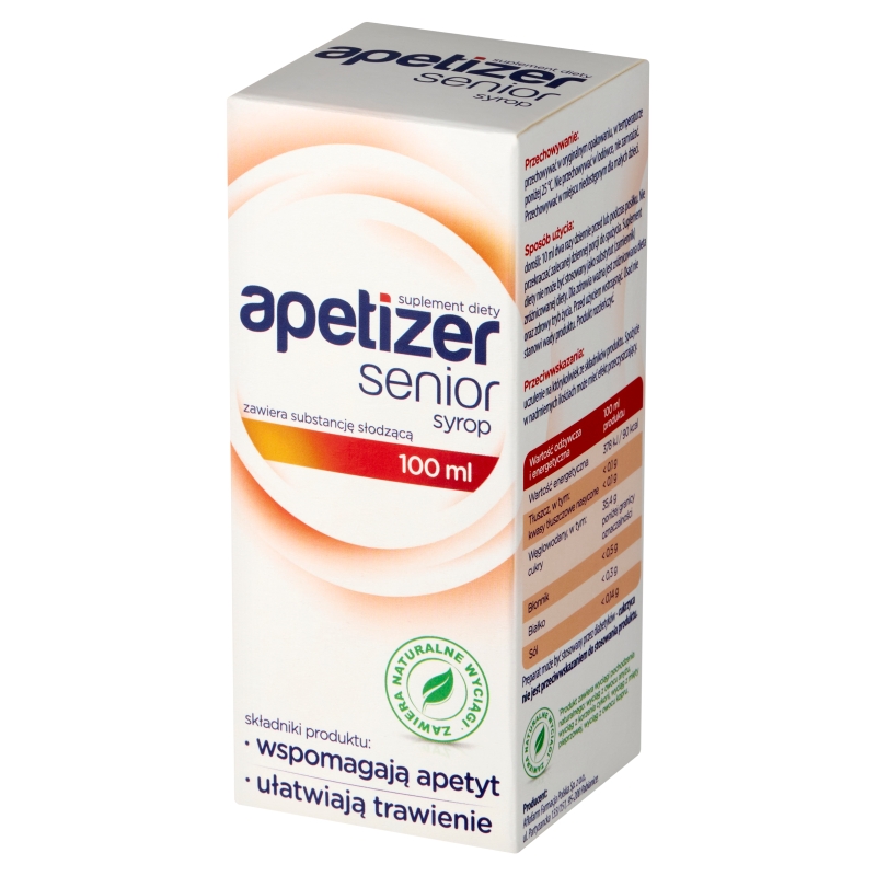 Apetizer Senior, syrop ze składnikami wzmacniającymi apetyt oraz ułatwiającymi trawienie, 100 ml