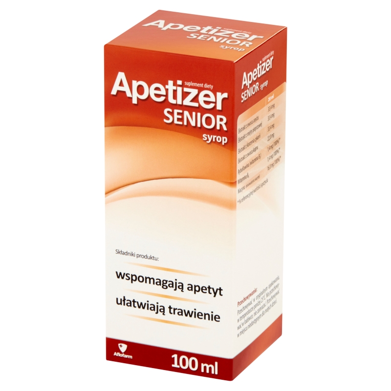 Apetizer Senior, syrop ze składnikami wzmacniającymi apetyt oraz ułatwiającymi trawienie, 100 ml