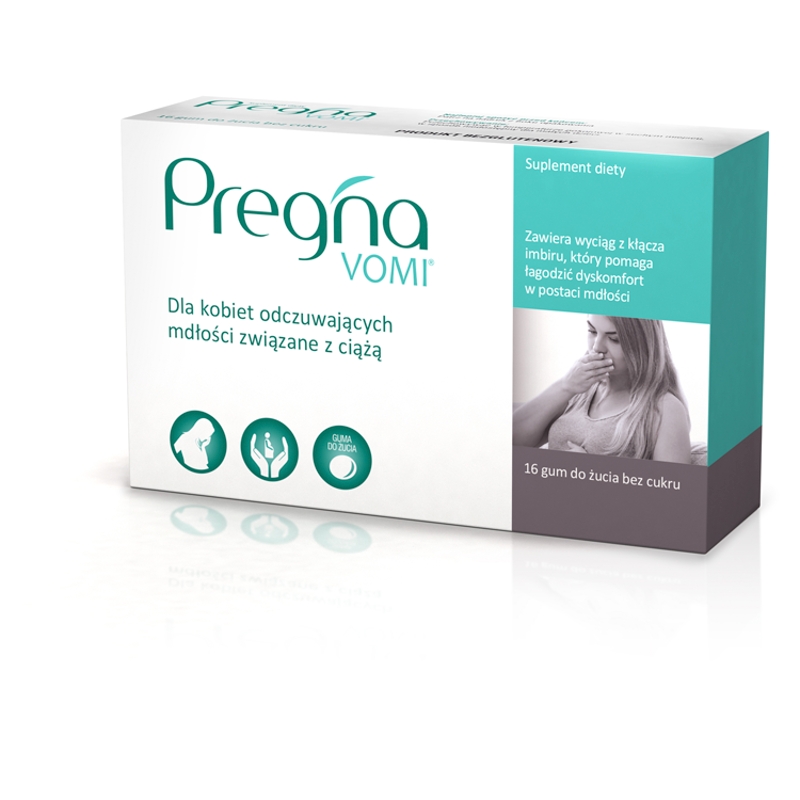 Pregna VOMI, guma do żucia dla kobiet w ciąży odczuwających mdłości, 20 szt.