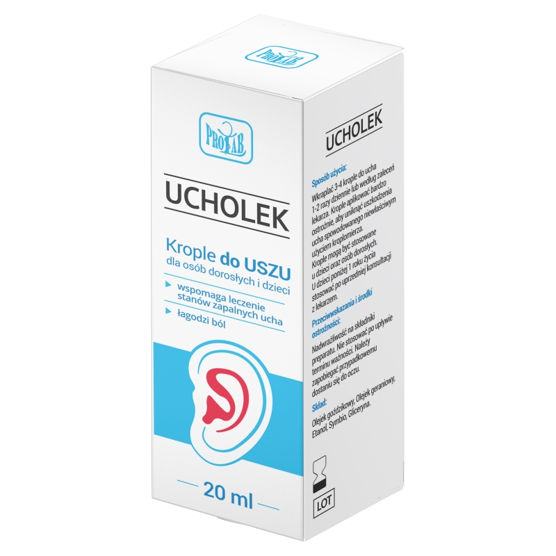 Ucholek , krople wspomagające leczenie stanów zapalnych ucha, 20 ml