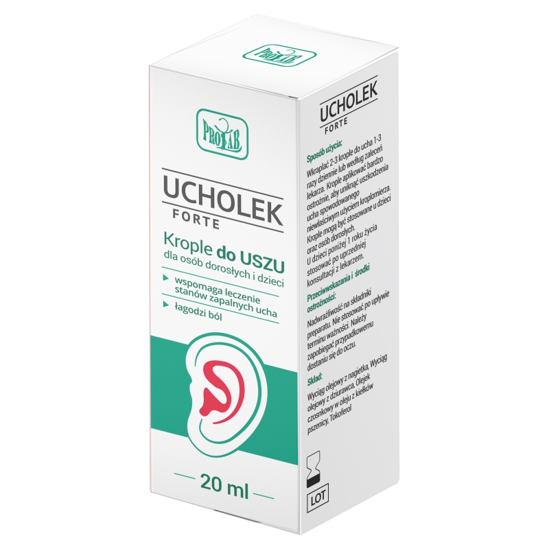 Ucholek forte , krople wspomagające leczenie stanów zapalnych ucha, 20 ml