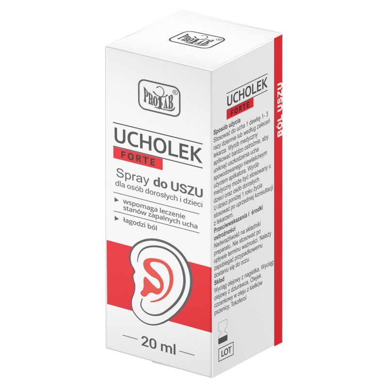 Ucholek Forte , spray wspomagający lecznie stanów zapalnych ucha, 20 ml