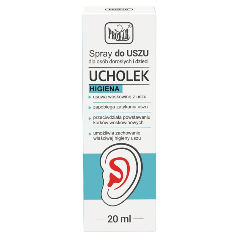 Ucholek Higiena , spray do usuwania woskowiny, zapobieganiu zatykania uszu, 20 ml