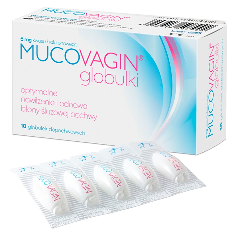Mucovagin , nawilżające globulki dopochwowe, 10 szt.