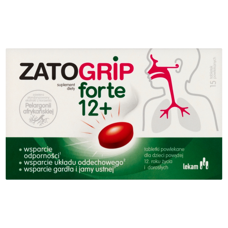 Zatogrip forte 12+, tabletki powlekane ze składnikami wzmacniającymi odporność, 15 szt.