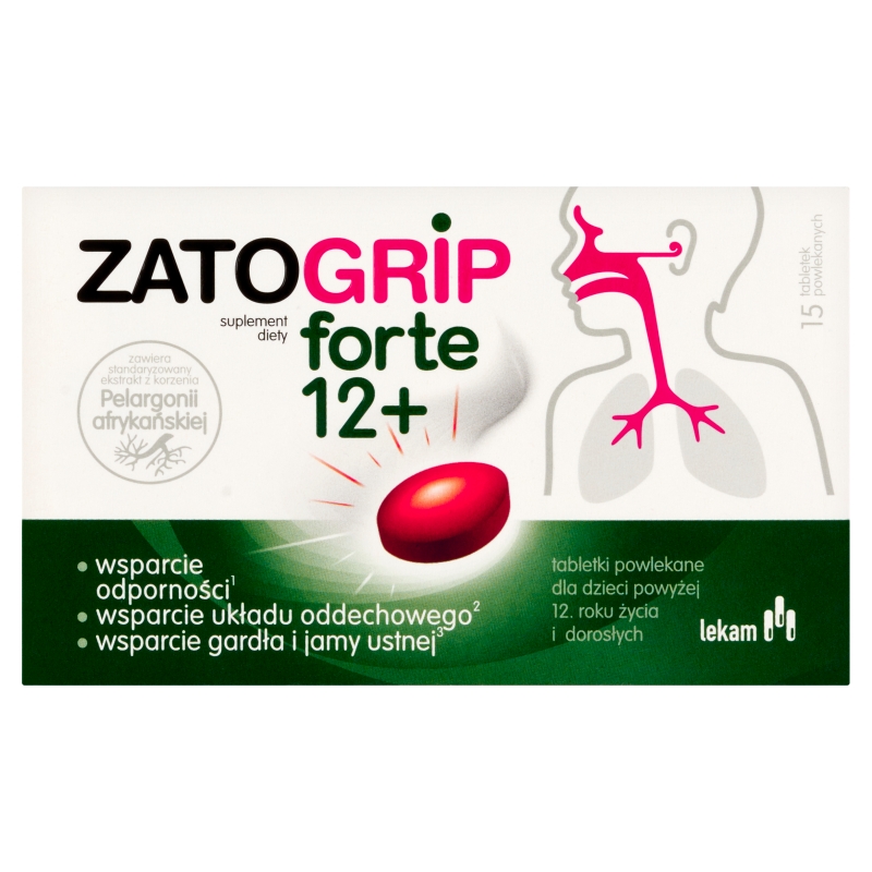 Zatogrip forte 12+, tabletki powlekane ze składnikami wzmacniającymi odporność, 15 szt.