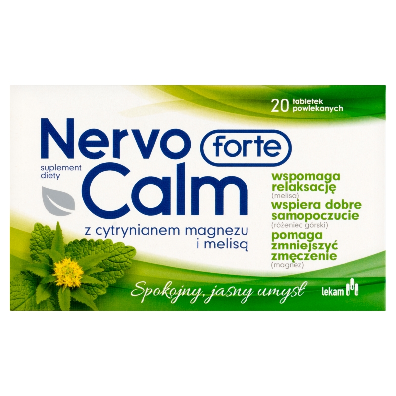 NervoCalm Forte, tabletki powlekane ze składnikami, które pomagają redukować napięcie nerwowe, 20 szt.