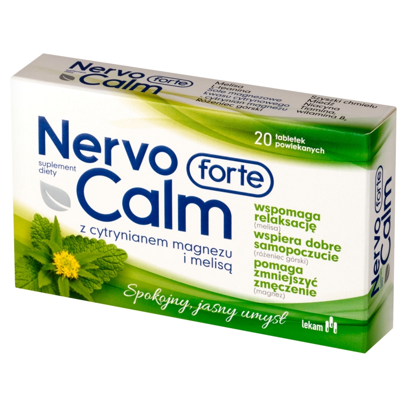 NervoCalm Forte, tabletki powlekane ze składnikami, które pomagają redukować napięcie nerwowe, 20 szt.