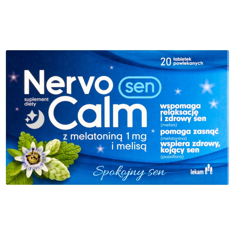 NervoCalm Sen, tabletki powlekane ze składnikami ułatwiającymi zasypianie, 20 szt.