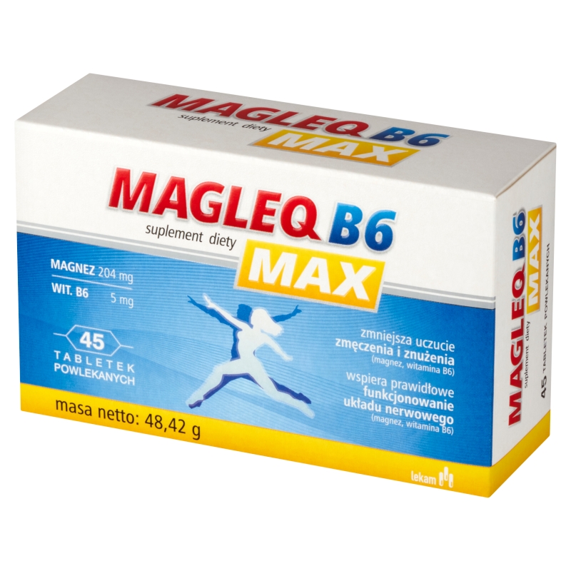 Magleq B6 Max, tabletki powlekane z magnezem, 45 szt.
