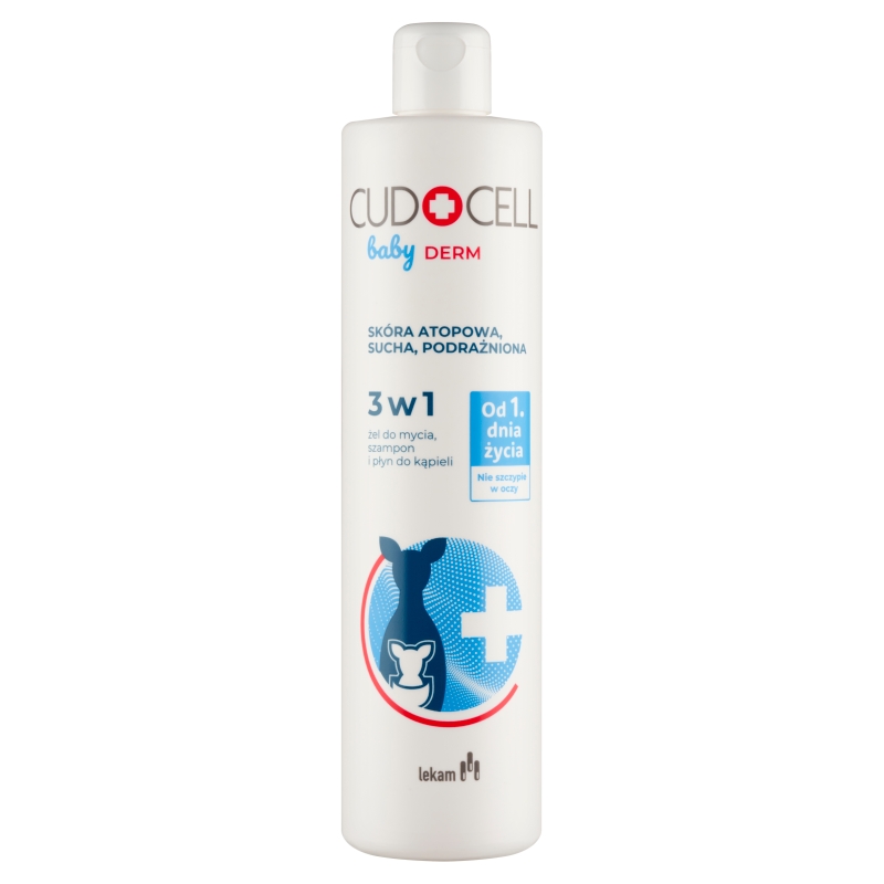 CUDOCELL Baby Derm, żel do mycia, szampon i płyn do kąpieli, 3w1, 400 ml