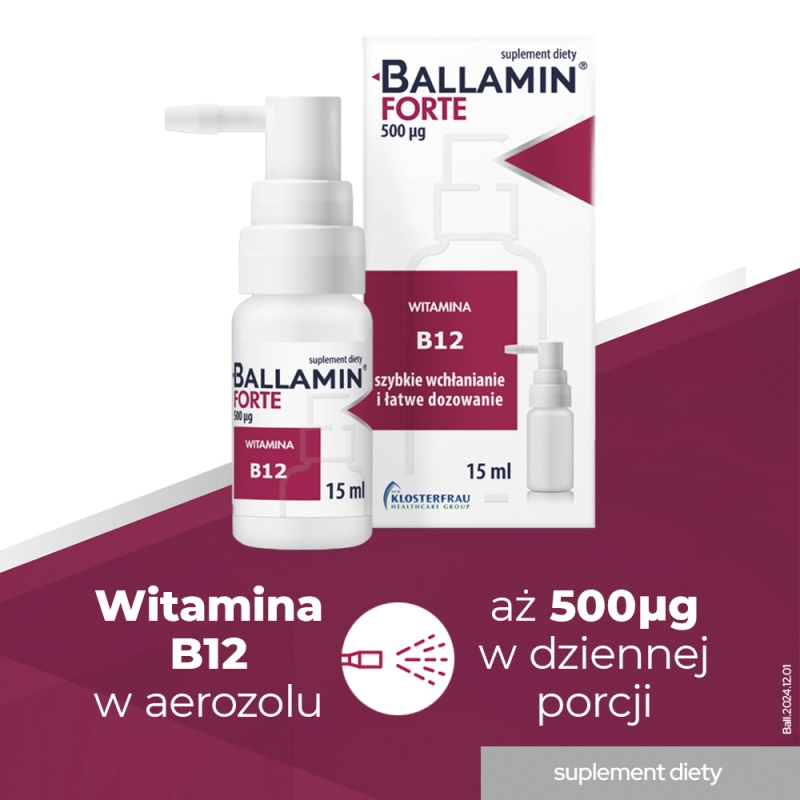 Ballamin Forte, spray doustny z witaminą B12, 15 ml