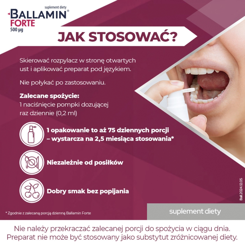 Ballamin Forte, spray doustny z witaminą B12, 15 ml