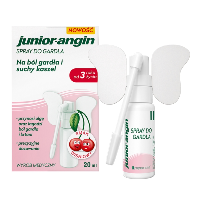 Junior-Angin, spray do gardła o smaku wiśniowym, 20 ml