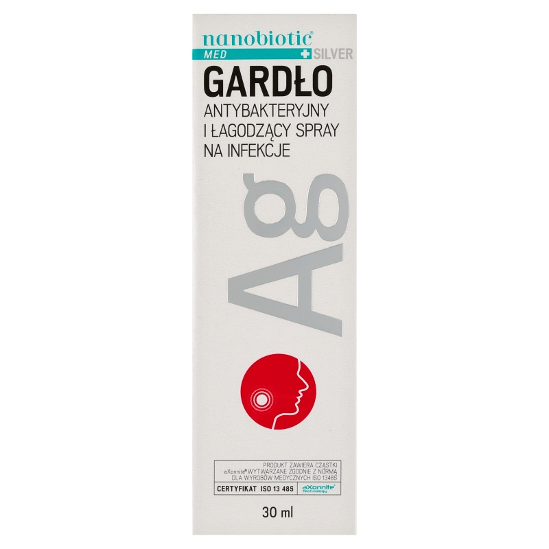 Nanobiotic Med Silver Gardło , spray wspomagający zwalczanie infekcje bakteryjne gardła, 30 ml
