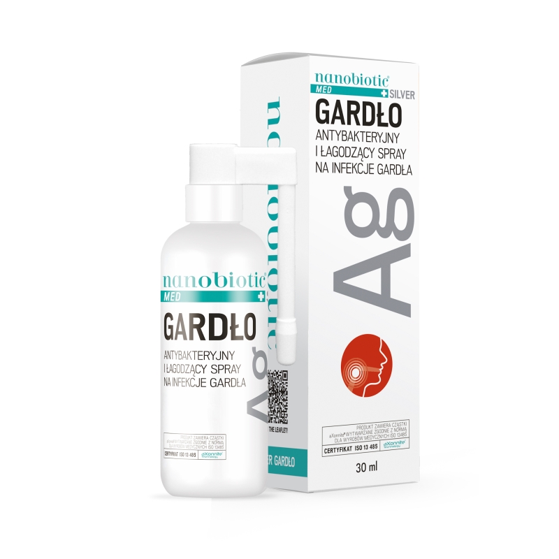 Nanobiotic Med Silver Gardło, spray wspomagający zwalczanie infekcje bakteryjne gardła, 30 ml