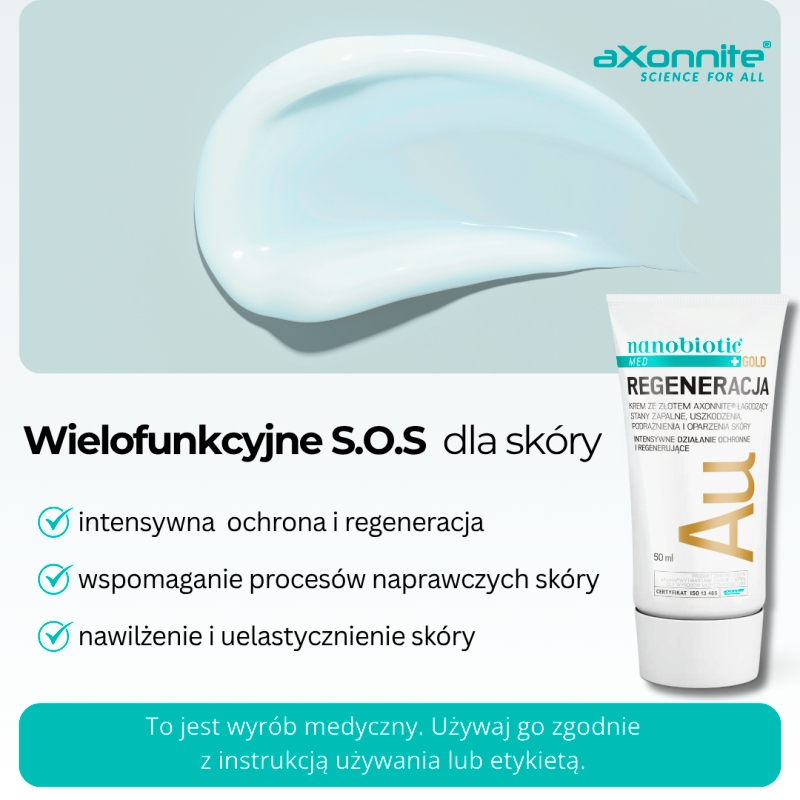 Nanobiotic Gold Skin Repair, krem łagodzący ze złotem, 50 ml