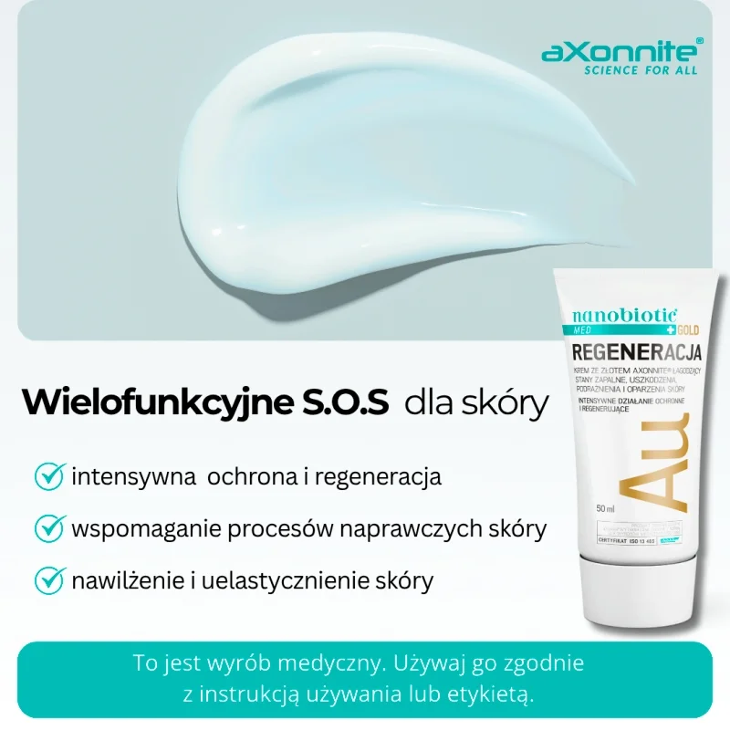 Nanobiotic Gold Skin Repair, krem łagodzący ze złotem, 50 ml