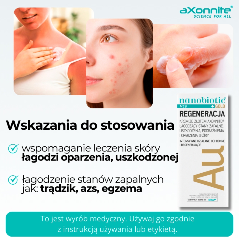 Nanobiotic Gold Skin Repair, krem łagodzący ze złotem, 50 ml