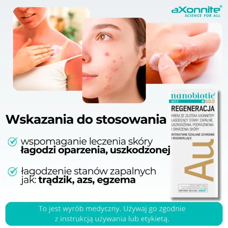Nanobiotic Gold Skin Repair, krem łagodzący ze złotem, 50 ml