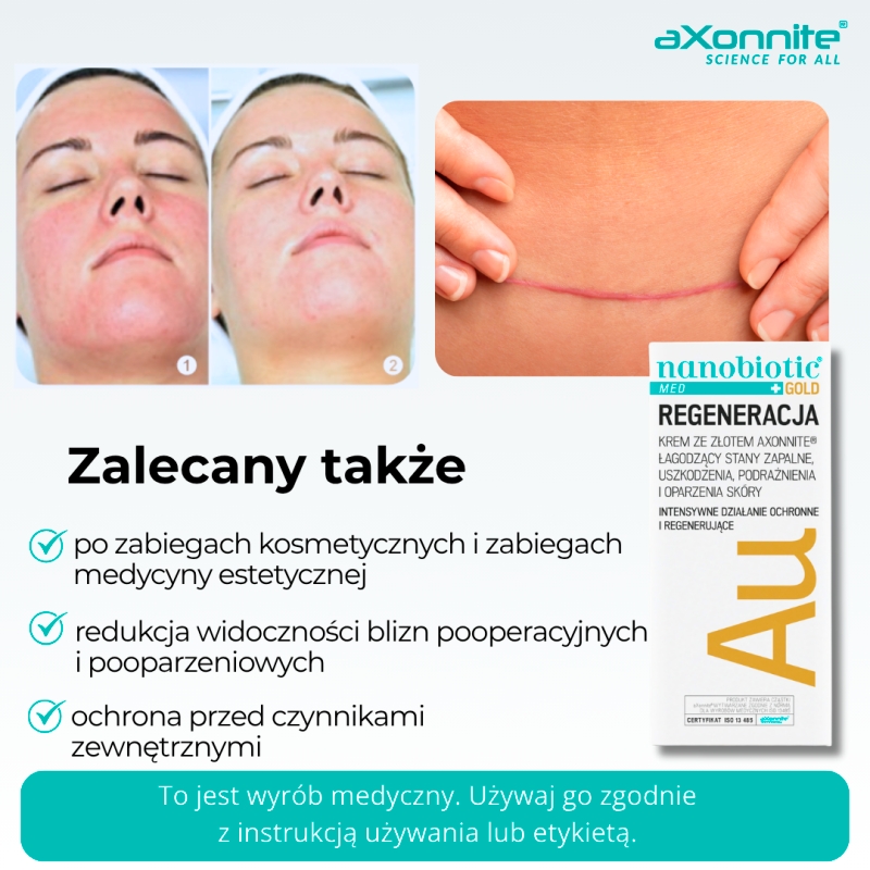Nanobiotic Gold Skin Repair, krem łagodzący ze złotem, 50 ml