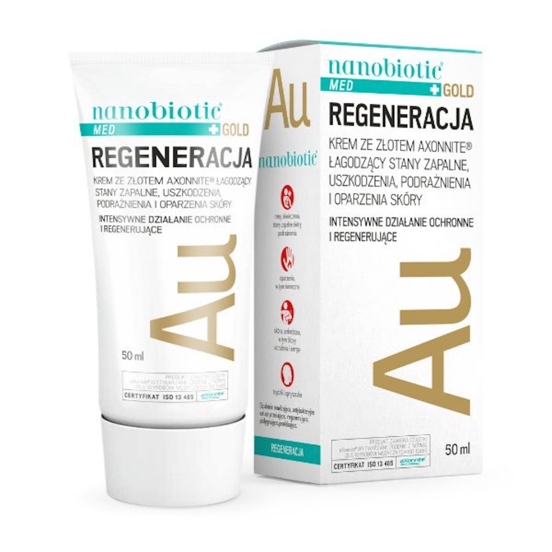 Nanobiotic Gold Skin Repair, krem łagodzący ze złotem, 50 ml