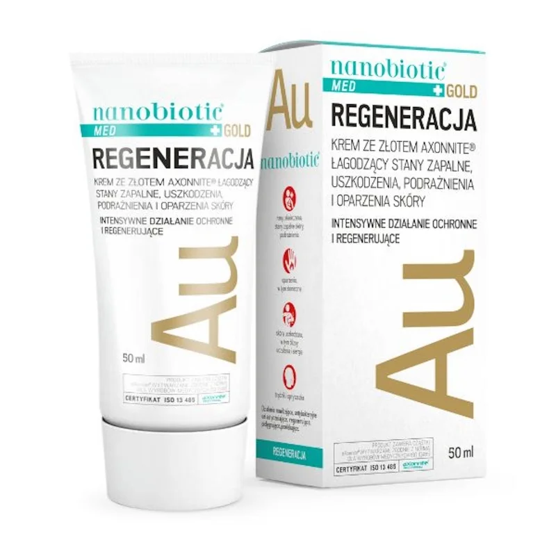 Nanobiotic Gold Skin Repair, krem łagodzący ze złotem, 50 ml