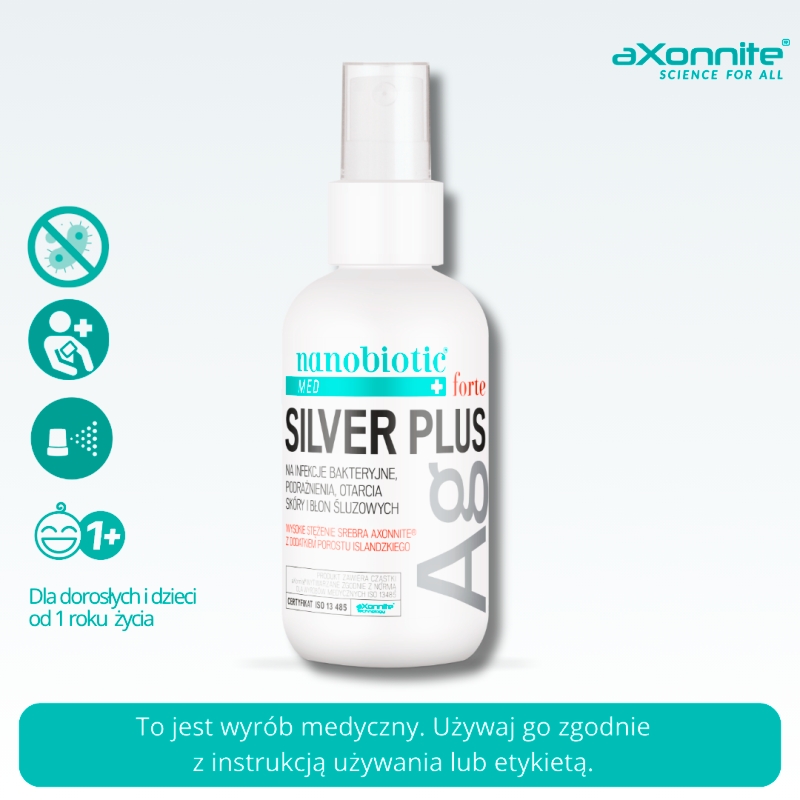 Nanobiotic Silver plus FORTE, ochronne, antybakteryjne srebro z porostem islandzkim, 75 ml
