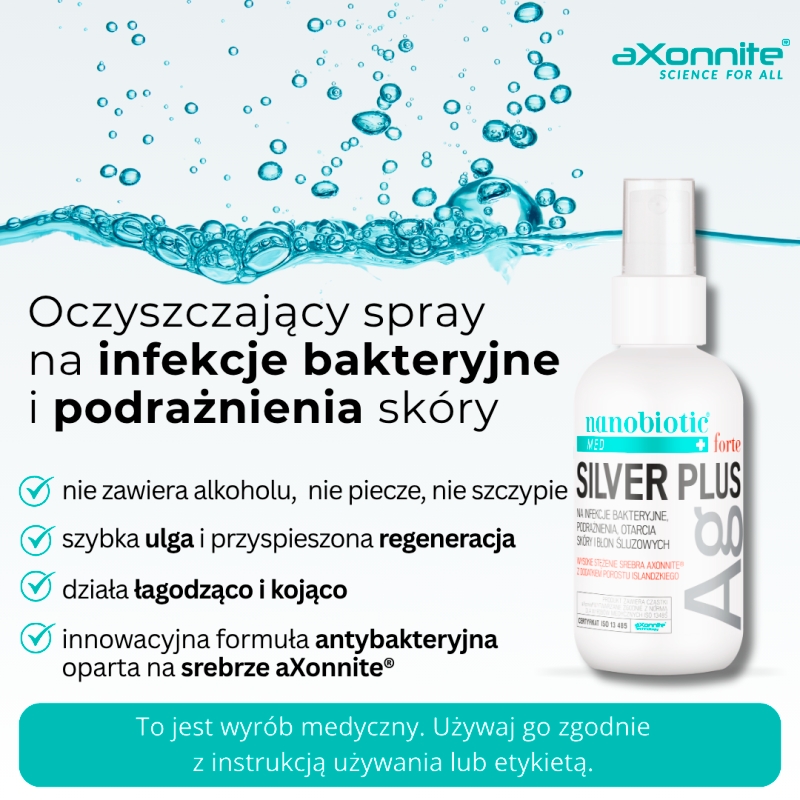 Nanobiotic Silver plus FORTE, ochronne, antybakteryjne srebro z porostem islandzkim, 75 ml