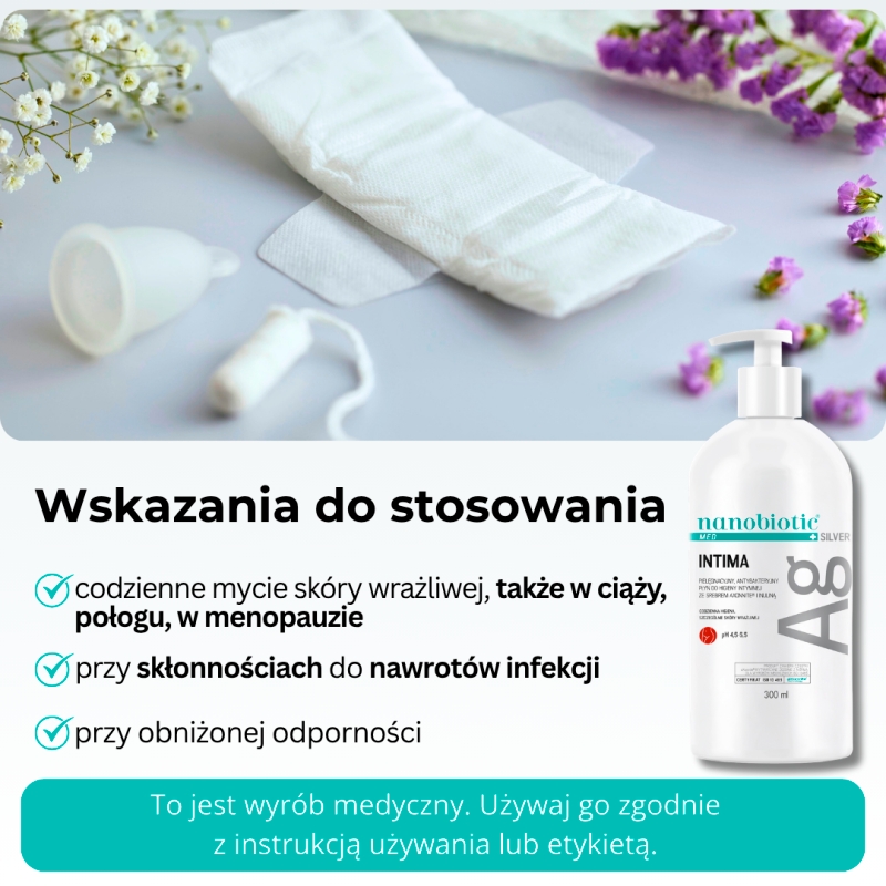 Nanobiotic Med Silver Intima, płyn do higieny intymnej ze srebrem aXonnite i inuliną, 500 ml