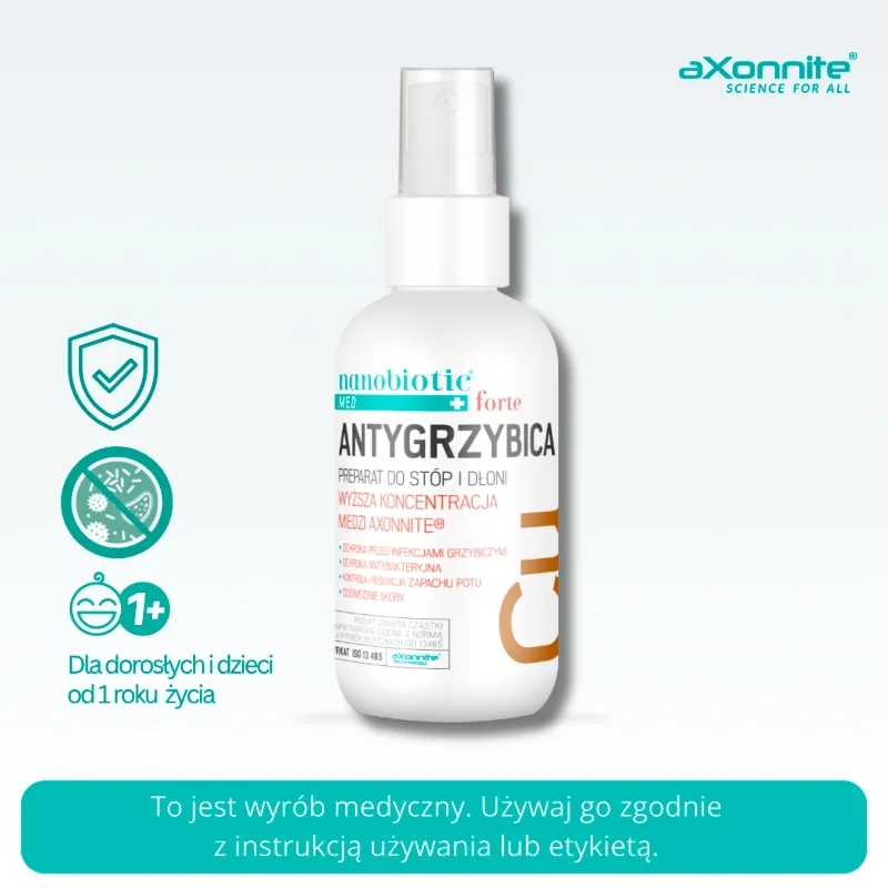 Nanobiotic Med Copper Antygrzybica, spray przeciwgrzybiczy do stóp i dłoni, 75 ml